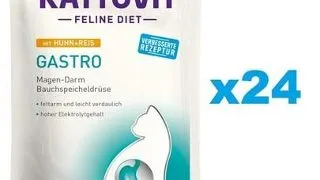 KATTOVIT Feline Diet Gastro hrana umeda dietetica pentru pisici cu afectiuni gastrointestinale, pui si orez  24 x 85 g