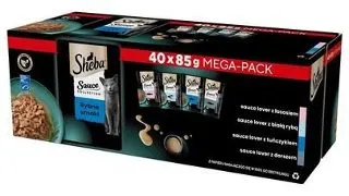 SHEBA Sauce Collection Arome de peste pliculete de sos 40x85 g cu somon, peste alb, ton, cod