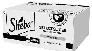 SHEBA Selection Select Slices 120x85 g Hrana umeda pisici, carne in sos, cu rata, pui, pasare si curcan