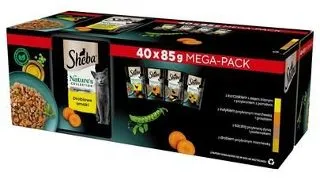 SHEBA Nature’s Collection Plicuri hrana umeda pisici 40x85 g cu pui, curcan, rata, pasare de curte in aspic