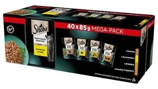 SHEBA Selection Select Slices Pliculete hrana pisici 40x85 g cu rata, pui, pasare si curcan