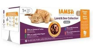IAMS Delights Adult All Breeds Land&amp;Sea In Gravy 48 x 85 g set hrana pentru pisici