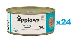 APPLAWS Cat Adult Tuna Fillet in Broth mancare pisici 24x156 g file ton in supa