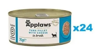 APPLAWS Cat Adult Tuna with Cheese in Broth ton si branza 24x70 g hrana umeda pisica