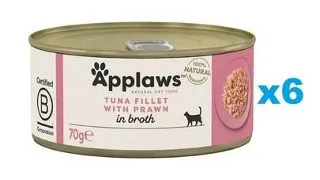 APPLAWS Cat Adult Tuna with Prawn in Broth conserva cu ton si crevete in sos 6x70g pentru pisici