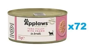 APPLAWS Cat Adult Tuna with Prawn in Broth ton si creveti in sos 72x70g hrana pentru pisica