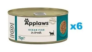 APPLAWS Cat Adult Ocean Fish in Broth conserve 6x70 g peste oceanic in sos