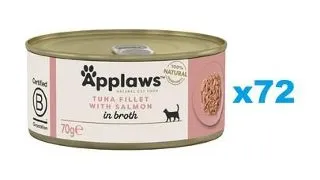 APPLAWS Cat Adult Tuna with Salmon in Broth Set conserve hrana pisica, cu ton si somon in sos 72x70 g
