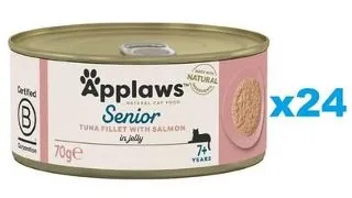 APPLAWS Cat Senior Tuna with Salmon in Jelly Set conserve pisica senior, cu ton si somon 24x70g