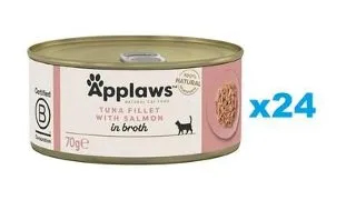 APPLAWS Cat Filet Set conserve pisica, cu ton si somon in sos 24x70 g