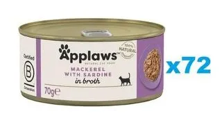 APPLAWS Cat Adult Mackerel with Sardine in Broth Pachet conserve pisici, cu macrou si sardine in sos 72x70 g