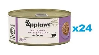 APPLAWS Cat Adult Mackerel with Sardine in Broth Set hrana umeda pisica, cu macrou si sardine in sos 24x70 g