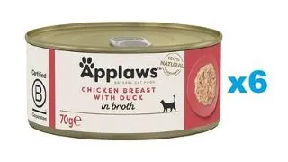 APPLAWS Cat Adult Chicken Breast with Duck in Broth Mancare pisica, cu pui si rata in sos 6x70g