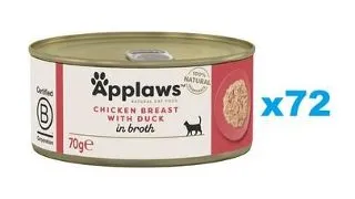 APPLAWS Cat Adult Chicken Breast with Duck in Broth Hrana umeda pisica, cu pui si rata in sos 72x70g