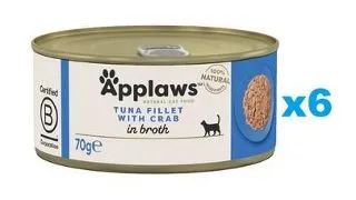APPLAWS Cat Adult Tuna with Crab in Broth Hrana umeda pisica adulta, cu ton si crab in sos 6x70 g