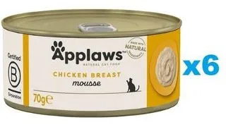 APPLAWS Cat Adult Mousse Chicken Conserve pentru pisici, mousse cu pui 6x70g