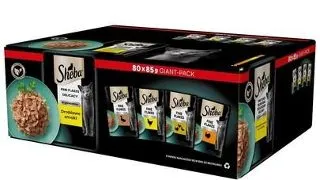 SHEBA Delicacy in Jelly Hrana umeda in aspic, pentru pisici 80x85g cu rata, pui, pasare