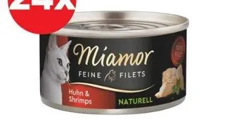 MIAMOR Feine Filets Naturell Chicken&amp;Shrimps 24x80g pui si creveti in sos propriu