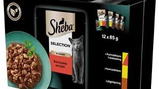 SHEBA Selection Juicy Flavors plicuri 12x85 g hrana umeda completa pentru pisici adulte, in sos, cu vita, pui, miel, curcan