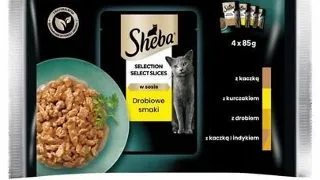 SHEBA Selection Select Slices arome pasare 4x85g hrana umeda cu rata, pui, pasare si curcan pentru pisici