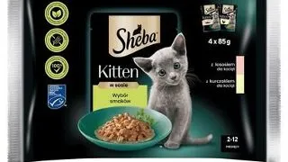 SHEBA Kitten arome in sos 4x85g hrana umeda cu somon si pui pentru pisoiasi