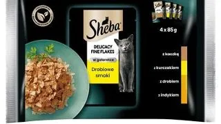 SHEBA Delicacy Plicuri hrana umeda in aspic, cu pasare pentru pisici 4x85g
