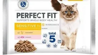 PERFECT FIT Sensitive 1+ plicuri in sos 4x85 g cu pui si somon pentru pisici adulte