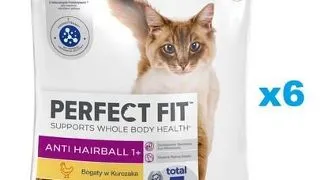 PERFECT FIT Antihairball 1+ 6x750 g hrana pisici adulte, cu pui