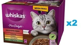 WHISKAS Adult Pure Delight 48x85 g Juicy Jellied Bites cu carne de vita, pui, miel, pasare pentru pisici adulte
