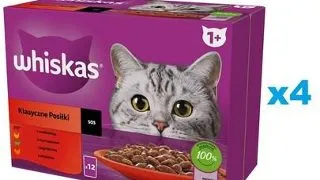 WHISKAS Adult hrana umeda plicuri 48x85 g pentru pisici Classic Meals carne de vita, pui, miel, pasare in sos