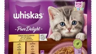 Whiskas Pure Delight hrana umeda pentru pisici junioare cu carne de pasare in aspic 4x85g