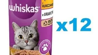 WHISKAS Adult conserva 12x400 g hrana umeda pentru pisici adulte, bucati de pui in jeleu