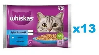WHISKAS Adult plic cu peste in aspic 52x85g Fish Delicacies hrana umeda pentru pisici adulte cu: somon, ton