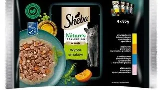 SHEBA Nature’s Collection mix plicuri pentru pisica 4x85 g in sos cu bucati de pui, curcan, ton, somon