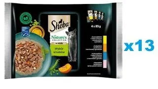 SHEBA Nature’s Collection mix plicuri mancare pisica 52x85 g in sos cu bucati de pui, curcan, ton, somon