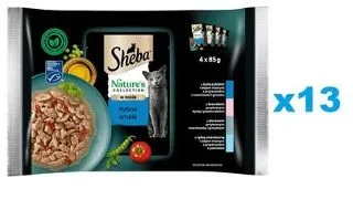 SHEBA Nature’s Collection 52x85 g hrana la plic cu sos pentru pisica, mix peste