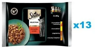 SHEBA Selection mix pliculete 52x85 g in sos cu vita, miel, pui, curcan