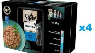SHEBA Selection varietate plicuri in sos 48x85 g hrana umeda cu somon si cod, peste alb, peste oceanic, cod pentru pisici