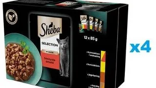 SHEBA Selection 48x85 g hrana pisici adulte, in sos, cu vita, pui, miel, curcan