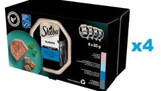 SHEBA Classics hrana pisici 32x85 g pate cu somon, peste alb si morcovi, ton si legume, cod