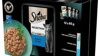 SHEBA Selection plicuri hrana pisica 48x85 g somon si cod, peste alb, peste oceanic, cod in sos