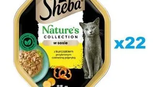 SHEBA Nature’s Collection tavi hrana 22x85 g hrana umeda pentru pisici adulte bucati cu pui in sos