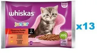 Plicuri WHISKAS Junior 52x85g Classic Meals in sos cu vita si pui