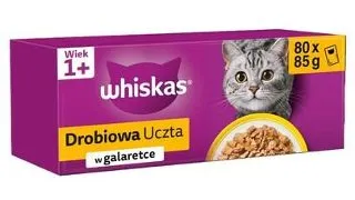 WHISKAS Adult plic 80x85 g Deliciu pasare pentru pisici in jeleu, bucati cu pui, rata, pasare si curcan