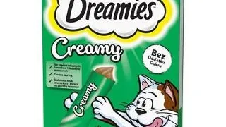 DREAMIES Creamy cu iarba matei 4x10 g snack cremos pisici