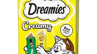 DREAMIES Creamy MEGA PACK 12x10 g gustari pentru pisici cu branza si iarba matei