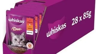 WHISKAS Adult plicuri hrana pisici 28x85 g in jeleu cu vita si pasare
