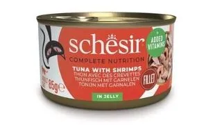 SCHESIR Conserva pisica, Ton cu creveti in aspic 85 g