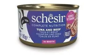SCHESIR Mancare umeda pisici, cu ton, vita si orez 85 g