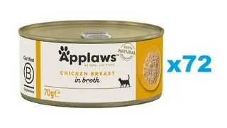 APPLAWS Cat Adult Chicken Breast in Broth 72x70 g conserva hrana pentru pisica, piept de pui in supa